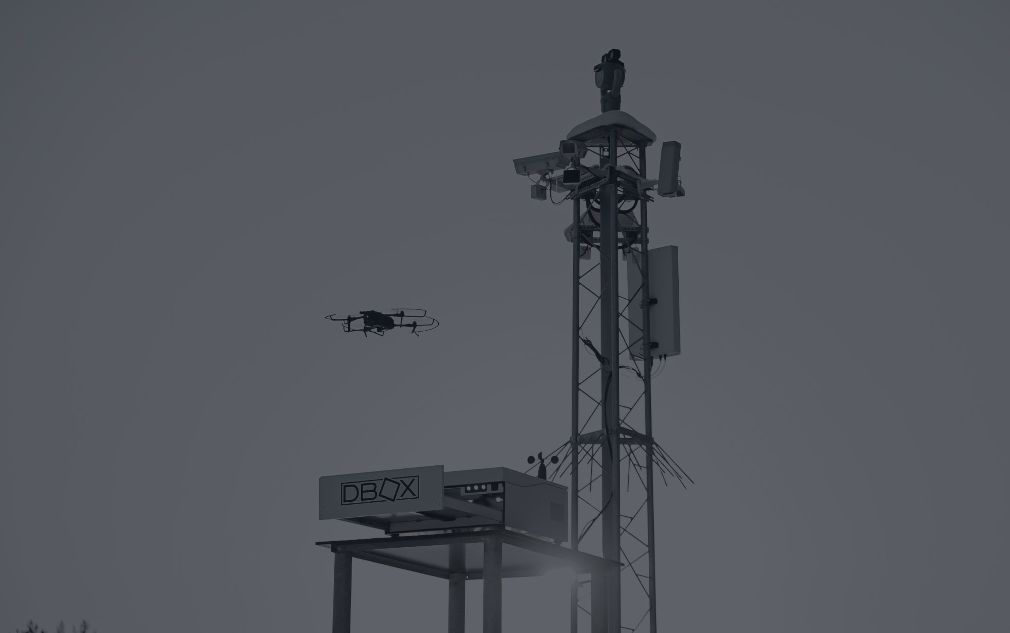 DBOX docking station and drone at a border surveillance tower