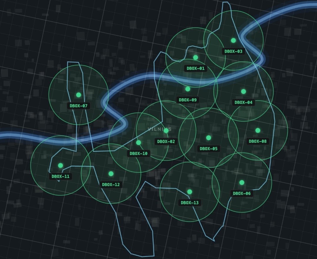 DBOX station coverage map of Vilnius