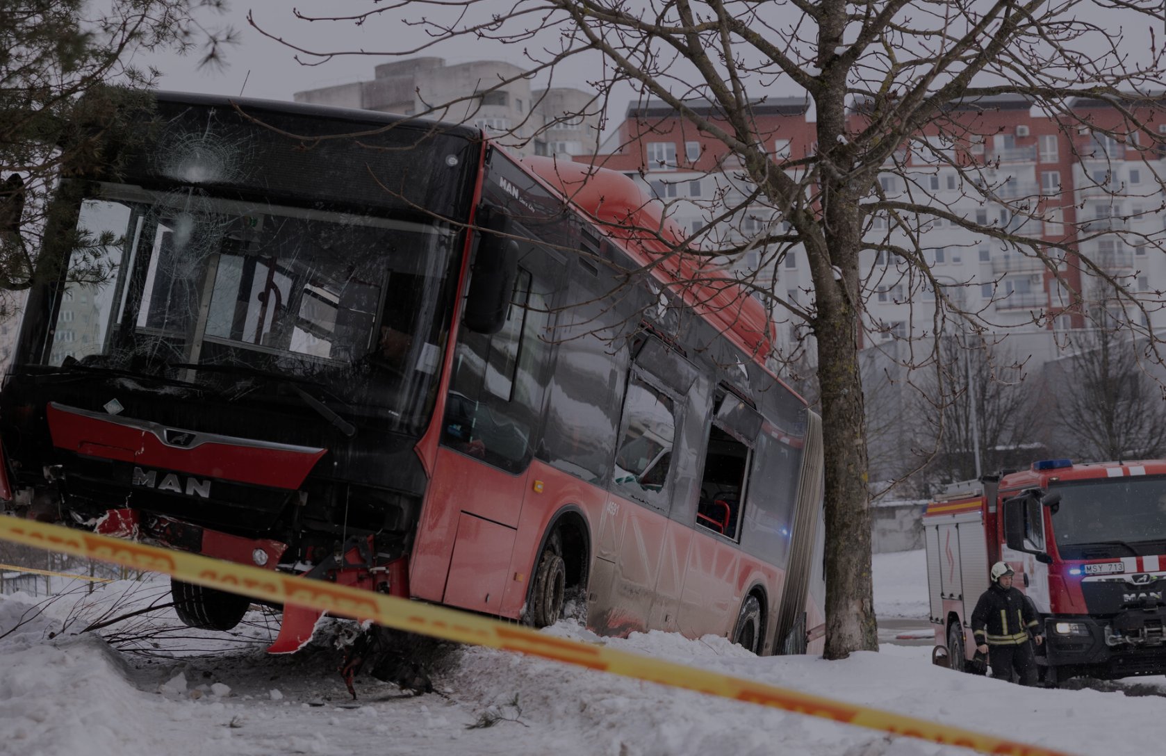 Emergency services at an incident scene in Vilnius