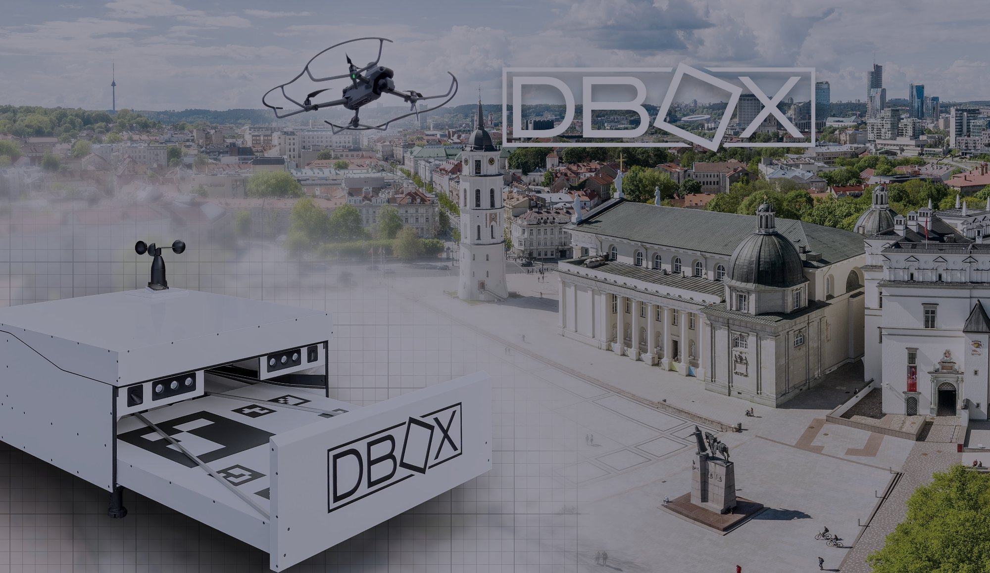DBOX docking station above Vilnius